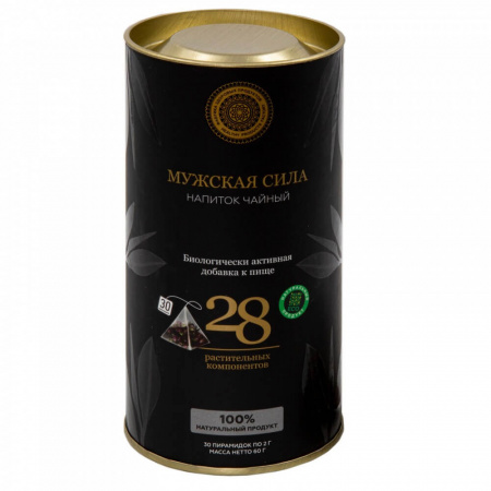 Чай Фабрика Здоровых Продуктов "Energy Tea Мужская сила", чёрный с травами, 30 пирамидок для чайника