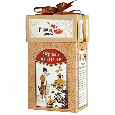 Чай Plum Snow "Чёрный чай Пуэр", чёрный листовой, 100 гр
