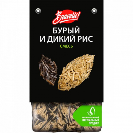 Рис Bravolli "Бурый и дикий", 350 гр