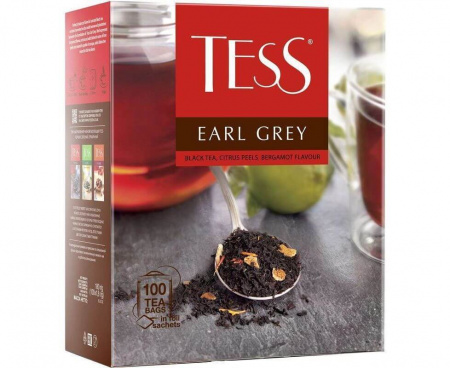 Чай черный Earl Grey с цедрой лайма и ароматом бергамота, 100 пакетиков, Tess