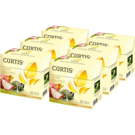 Чай Curtis "White Bountea", белый с добавками, 20 пирамидок х 6 упаковок