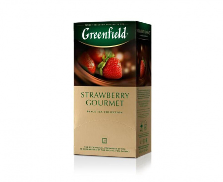 Чай черный Strawberry Gourmet с клубникой, 25 пакетиков, Greenfield