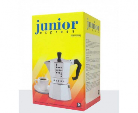 Гейзерная кофеварка JUNIOR, на 9 чашек, серебристая, алюминий, Bialetti