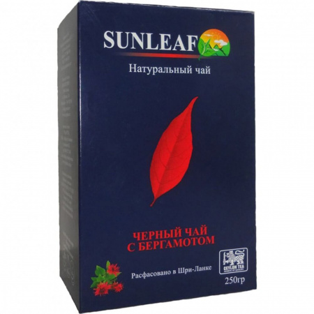 Чай Sunleaf "Бергамот", чёрный крупнолистовой с добавками, 250 гр