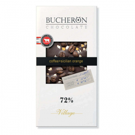 Шоколад Bucheron "Village", горький с зернами кофе и апельсином, 100 гр