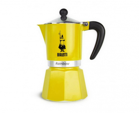 Гейзерная кофеварка Rainbow, 4982, на 3 чашки, желтая, Bialetti