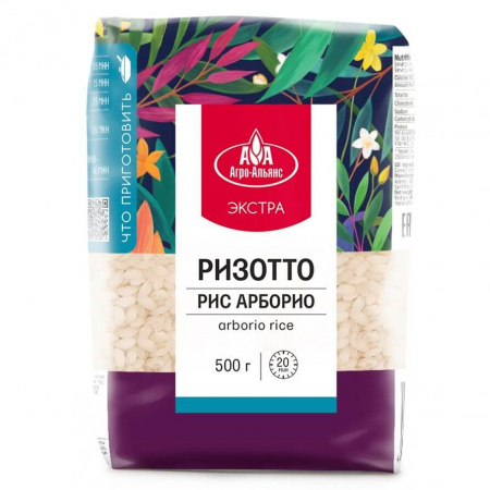 Рис Агро-Альянс Экстра "Для ризотто Арборио", 500 гр