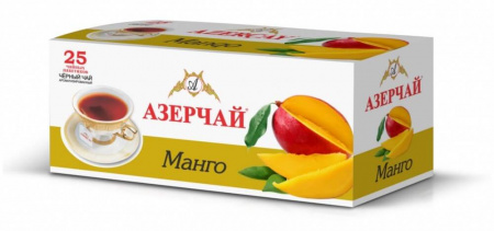 Чай Азерчай "Манго", чёрный байховый со вкусом манго, 25 пакетиков