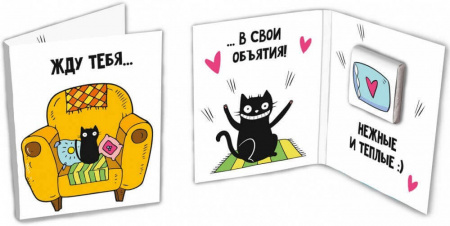Шоколад Chokocat "Жду тебя", молочный, мини-открытка, 5 гр