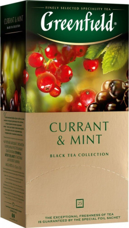 Чай Greenfield "Currant & Mint", черный с добавками, 25 пакетиков