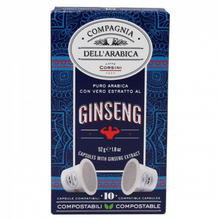 Кофе в капсулах Compagnia Dell`arabica "Nespresso Arabica Con Estratto Al Ginseng", 10 штук по 5,2 г