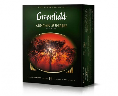 Чай черный Kenyan Sunrise, 100 пакетиков, Greenfield