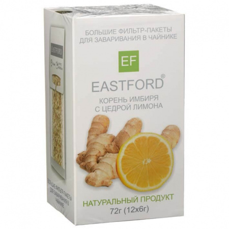 Чайный напиток Eastford "Корень имбиря с цедрой лимона", 12 пакетиков