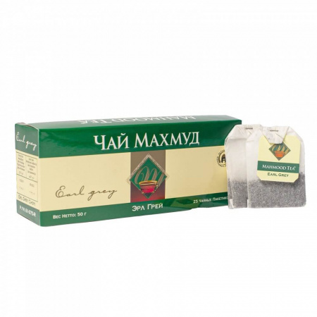 Чай Mahmood "Earl Grey", черный листовой, с добавками, 25 пакетиков по 2 гр