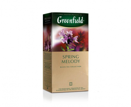 Чай черный Spring Melody с чабрецом, 25 пакетиков, Greenfield