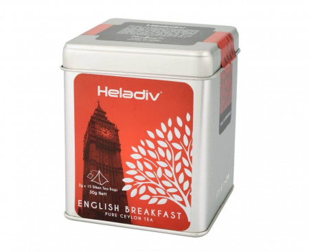Чай черный TIN PYRAMID ENGLISH BREAKFAST, 15 пирамидок, Heladiv
