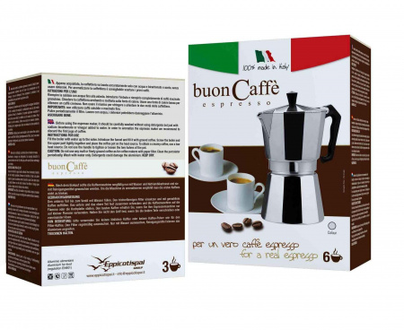 Гейзерная кофеварка на 3 чашки, алюминий, Buon Caffe