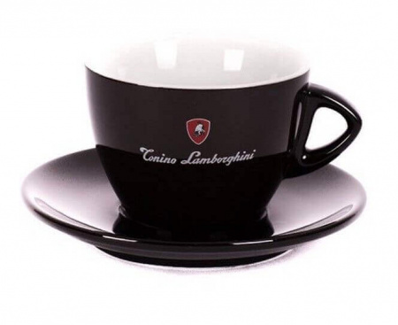 Чашка для кофе и молока с блюдцем, черная, Tonino Lamborghini