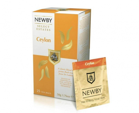 Чай черный Ceylon, 25 пакетиков, Newby