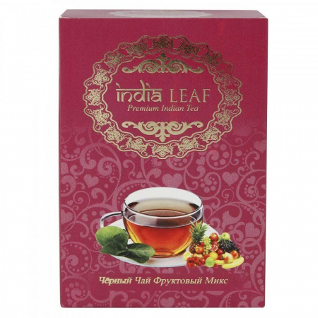 Чай India leaf "Микс фрукт", черный среднелистовой чай с добавками, 100 гр