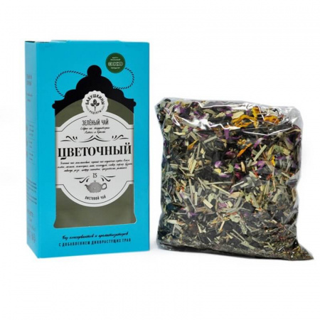 Чай Бабушкины рецепты "Цветочный", купаж из чёрного и зелёного чая с добавками, 75 гр