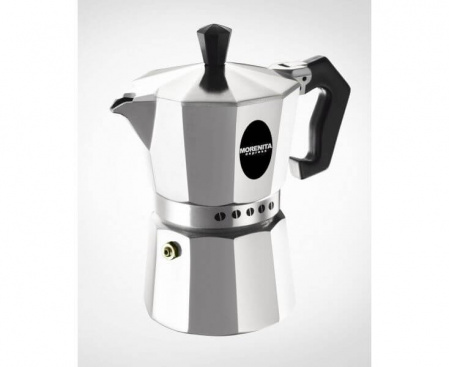 Гейзерная кофеварка MORENITA, на 3 чашки, серебристая, алюминий, Bialetti