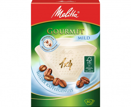 Фильтры бумажные для заваривания кофе Gourmet Mild, 1х4/80, белые, Melitta