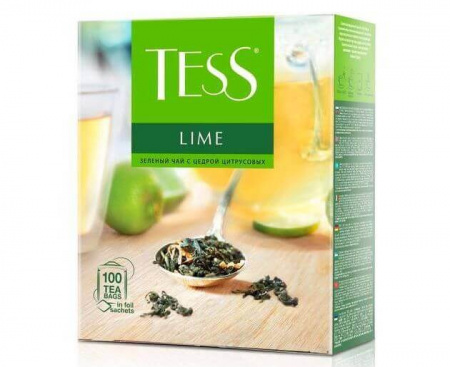 Чай Lime Citrus peels зеленый с лаймом, 100 пакетиков, Tess