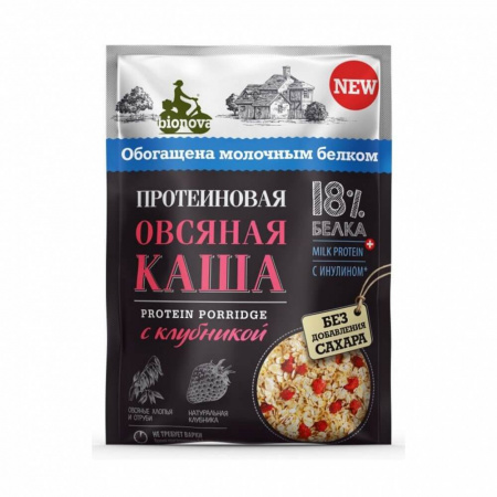 Протеиновая каша Bionova "Овсяная с клубникой", 40 гр