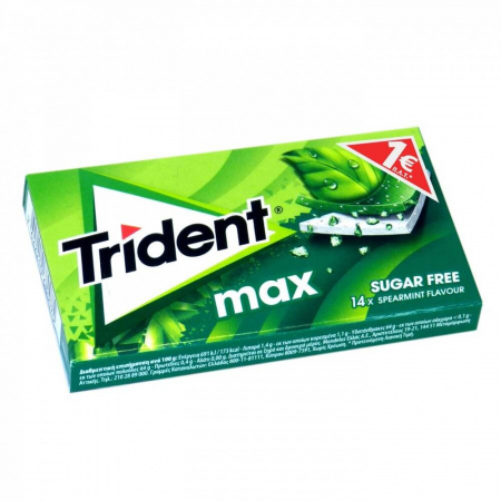 Жевательная резинка Trident max "Мята", без сахара, 27 гр