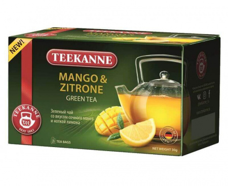 Чай зеленый Mango-Zitrone, 20 пакетиков * 1.5 г, TEEKANNE