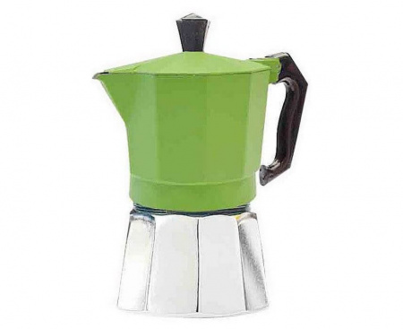 Гейзерная кофеварка на 6 чашек, зеленая, алюминий, Buon Caffe