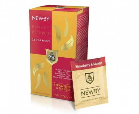 Чай черный с манго и клубникой Finest Blend, 25 пакетиков, Newby