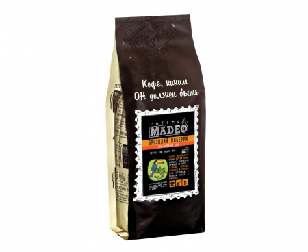 Кофе в зернах Бразилия Пиберри, 500 г, Madeo