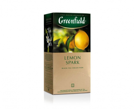 Чай черный Lemon Spark с лимоном, 25 пакетиков, Greenfield