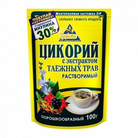 Цикорий Здоровье "С экстрактом таежных трав", растворимый, 100 гр