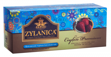 Чай Zylanica Ceylon Premium, чёрный байховый с клубникой, 25 пакетиков