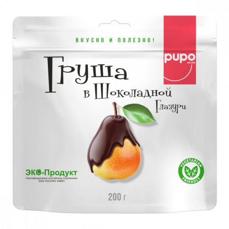 Конфеты "Pupo", груша в шоколадной глазури, 200 гр