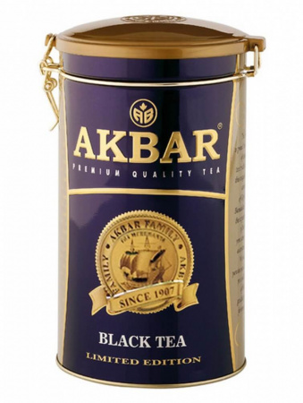 Чай Akbar "Limited Edition", черный крупнолистовой, подарочный, жесть с клипсой, 150 гр