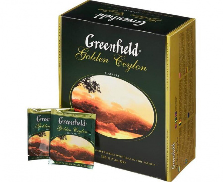Чай черный Golden Ceylon, 100 пакетиков, Greenfield