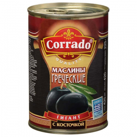 Консервы Corrado "Маслины Гигант с косточкой", 425 гр