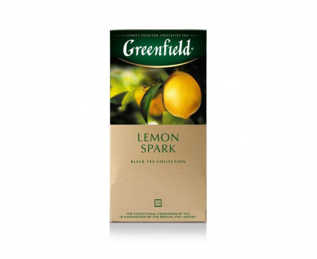 Чай черный Lemon Spark с лимоном, 25 пакетиков, Greenfield