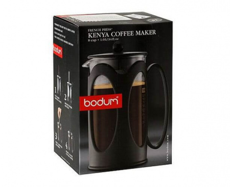 Френч-пресс Kenya, 1 л, черный, стекло, Bodum