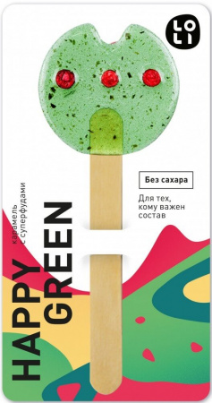Карамель с суперфудами LO-LI "Happy Green", без сахара, 35 гр