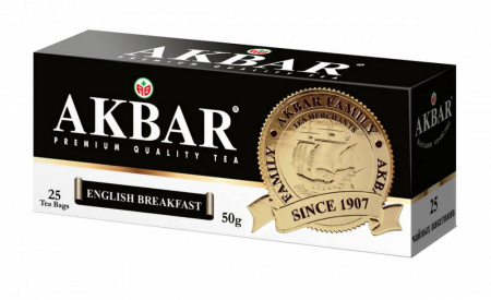 Чай Akbar "English Breakfast", черный, 25 пакетиков