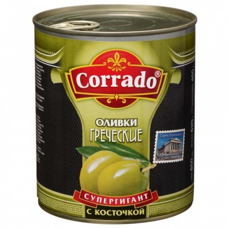 Консервы Corrado "Оливки Супергигант с косточкой", 850 гр