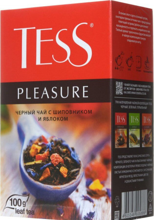 Чай Tess "Pleasure", черный листовой с добавками, 100 гр