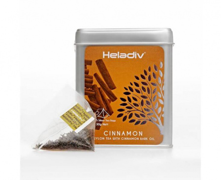 Чай черный TIN PYRAMID CINNAMON, 15 пирамидок, Heladiv