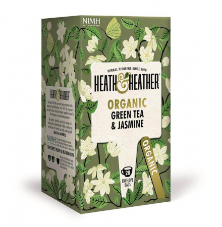 Чай Heath&Heather "Organic Green Tea & Jasmine", зеленый с жасмином, 20 пакетиков
