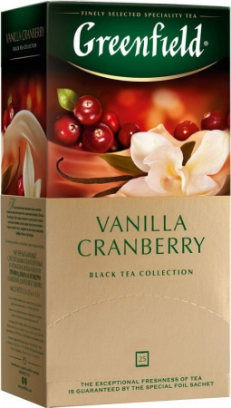 Чай Greenfield "Vanilla Cranberry", черный с добавками, 25 пакетиков